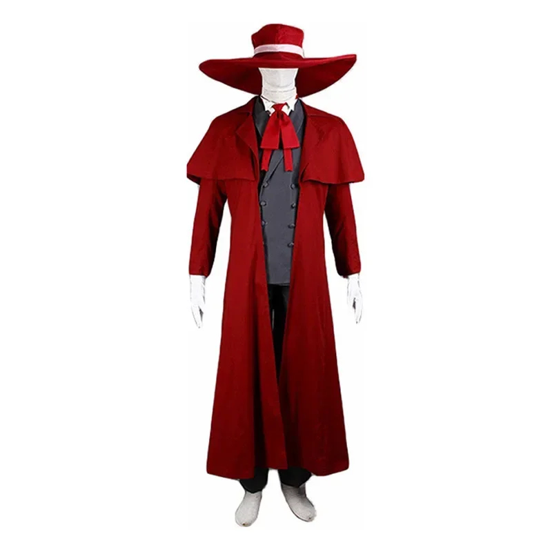 Women'S Red Accessories - อะนิเมะเฮลซิ่ง อัลคาการ์ดชุดคอสเพลย์สีแดงเสื้อโค้ทยาวหมวกถุงมืออุปกรณ์เสริมชุดเครื่องแบบผู้ชายผู้หญิงเสื้อผ้าสำหรับฮาโลวีน yy:89