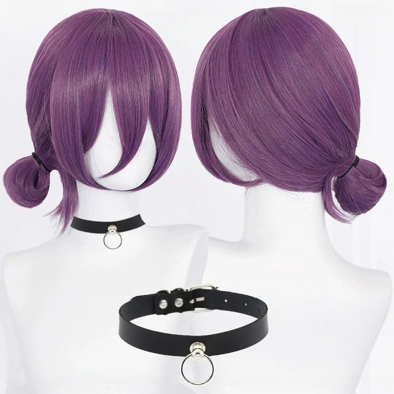 Women Accessories Wholesale - อะนิเมะเรเซคอสเพลย์วิกผม 45 ซม.วิกผมสีม่วงพร้อมคอโชคเกอร์คอสเพลย์เครื่องแต่งกายผู้หญิงเรเซวิกผมสังเคราะห์ทนความร้อนวิกผม
