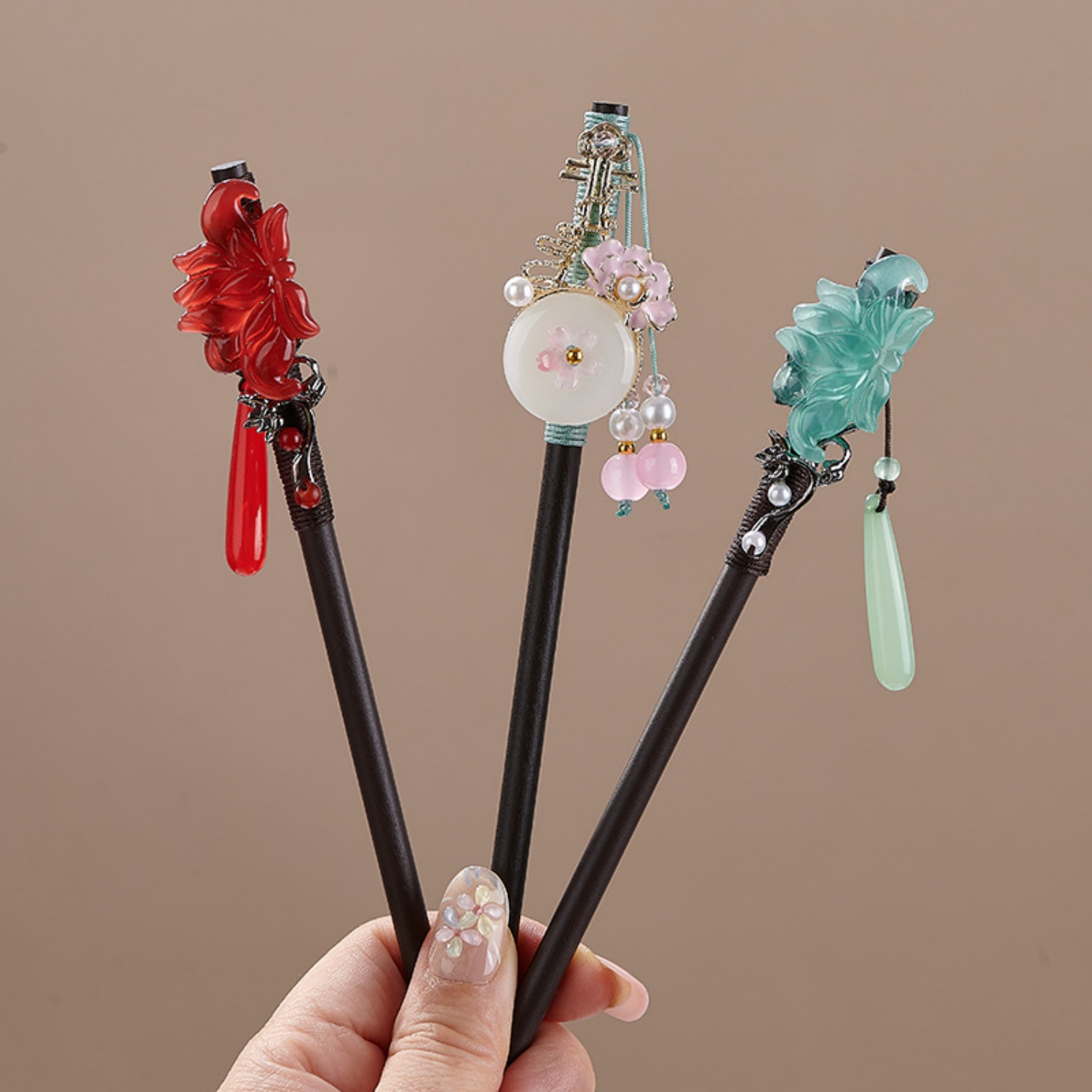 กิ๊บติดผมลายดอกไม้สไตล์วินเทจส - Hair Fork Stick บทวิจารณ์และราคา