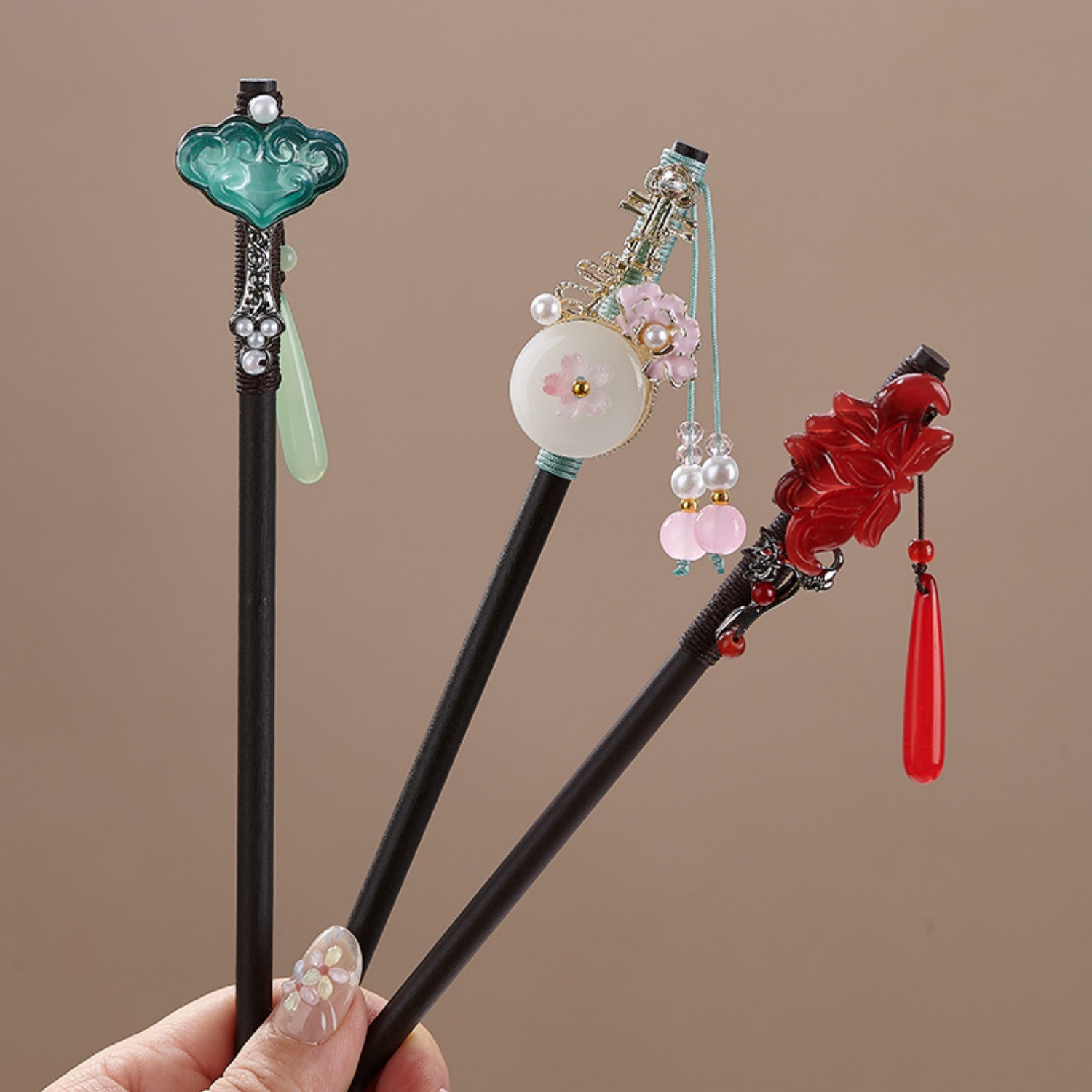 กิ๊บติดผมลายดอกไม้สไตล์วินเทจส - Hair Fork Stick บทวิจารณ์และราคา
