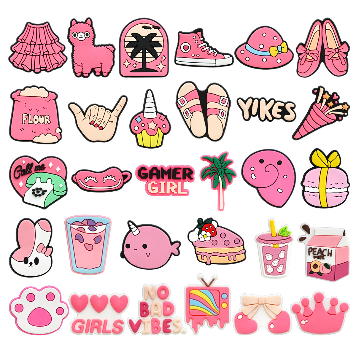 Cute Pink Shoe Charms Decorati - Women'S Accessories For Crocs บทวิจารณ์และราคา