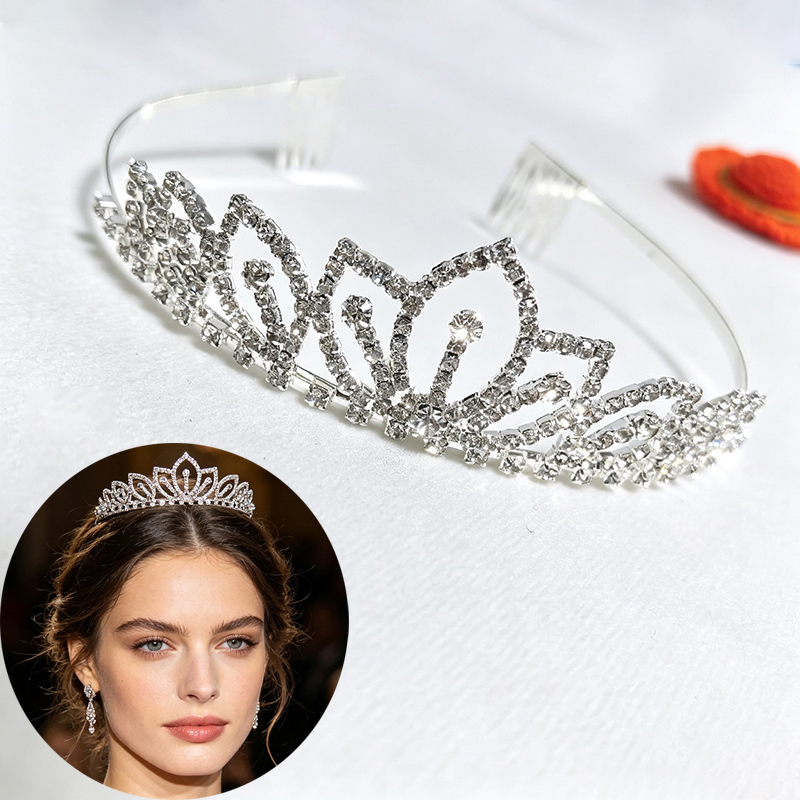 สีเงินประกายมงกุฎไรน์สโตนเครื่ - Women'S Vintage Accessories บทวิจารณ์และราคา