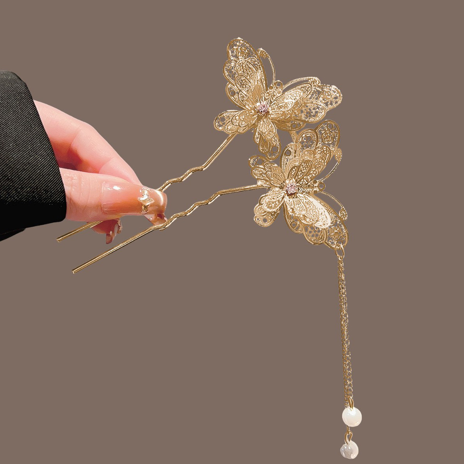กิ๊บติดผมพู่ผีเสื้อคู่แบบจีนโบ - Hair Fork Stick บทวิจารณ์และราคา