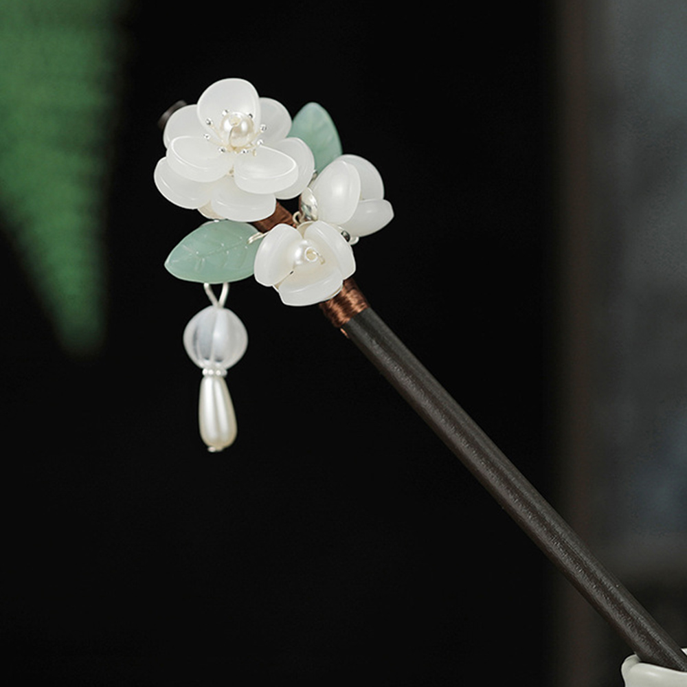 Retro ดอกไม้ Hairpin ไข่มุกไม้ - Hair Fork Stick บทวิจารณ์และราคา